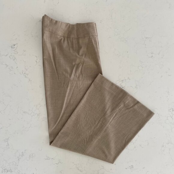 Piazza Sempione Designer Lightweight Wide Leg Hi Waist Pants Heather Tan Sz S - Picture 2 of 9